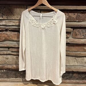 Pinkblush Long Sleeve Knit Tunic with Lace Collar